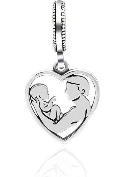 Kadın Gümüş Sallantılı Anne Bebek Charm
