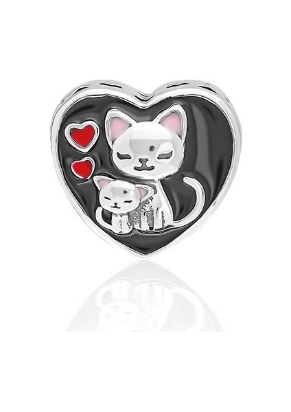 925 Ayar Gümüş Mineli Kedi Charm