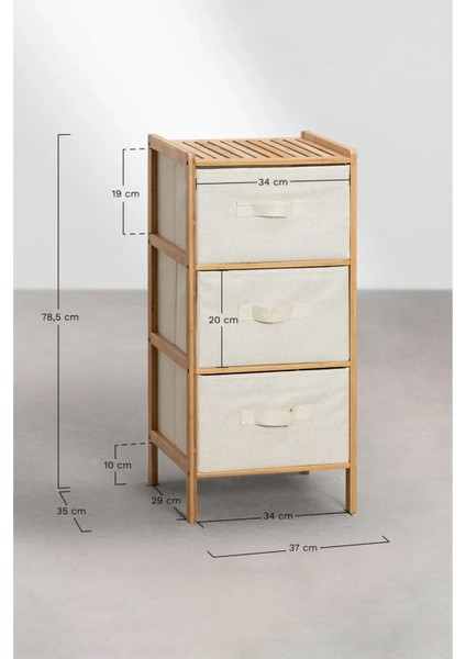 Bambu 3 Çekmeceli Dolap Organizer Çok Amaçlı Düzenleyici Şifonyer DB-0015 fırsatları
