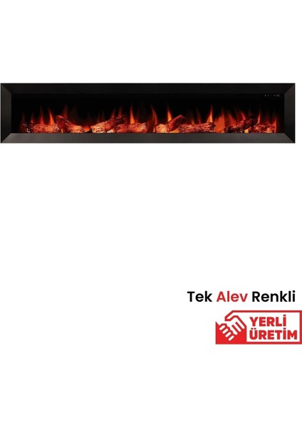 Magel 200 Metal Çerçeveli Elektrikli Şömine - Isıtıcısız, Tek Renkli (Alev Renkli), Kumandalı