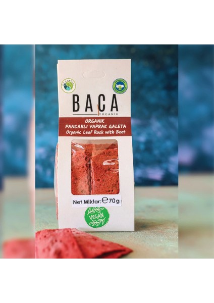 Baca Organik Organik Pancarlı Vegan Yaprak Galeta 55 gr