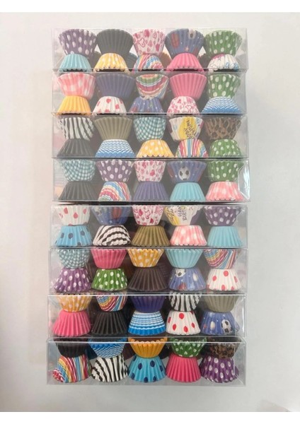 370 Adet Lokmalık Mini Boy Karışık Desen Muffin Cupcake Kalıbı Truff Çikolata Kağıdı 4,5X2,5X2CM