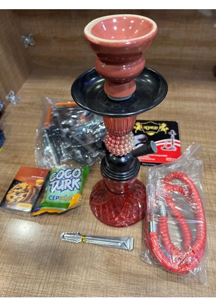 Kırmızı Mini Nargile Full Set