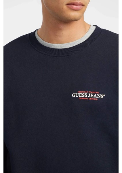 Erkek Guess Jeans Cn Reg Sweatshirt - Lacivert fırsatları