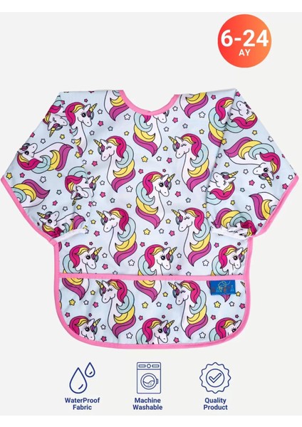 Unicorn Desenli Sıvı Gecirmez Aktivite -Mama Önlüğü