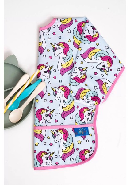 Unicorn Desenli Sıvı Gecirmez Aktivite -Mama Önlüğü
