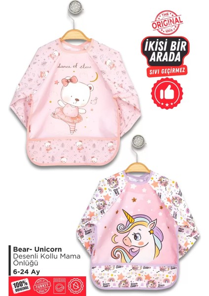 Sıvı Geçirmez Mama - Aktivite - Boyama Önlüğü Bear - Unicorn