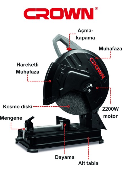 Metal Profil Kesme Makinesi 2200W CT15232 Bakır Sargılı Hassas ve Açılı Metal Kesim Makinesi