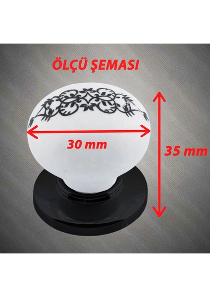 Hanımeli Kulp Beyaz Polimer Düğme Kulp Siyah Tablalı Mobilya Mutfak Dolabı Çekmece Kulbu