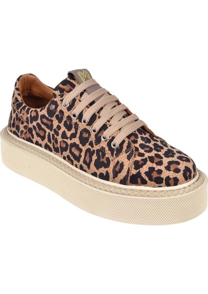 Hakiki Deri Leopar Baskı Kadın Spor Ayakkabı PLM-34121 LEOPAR