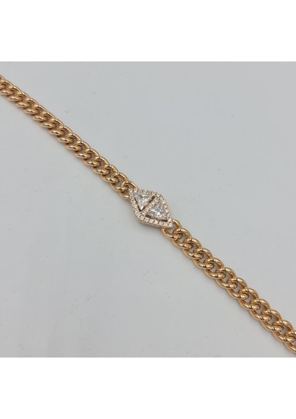 Rose Vıp Bagetli Zincir Çelik Kadın Bileklik