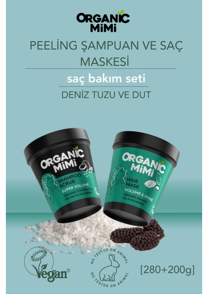 Organic Mimi Saç Bakım Seti - Süper Hacim Peeling Şampuan + Saç Bakım Maskesi