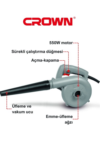 Hava Üfleme Körüğü - 550 W CT17013 Bakır Sargılı Yaprak Üfleme - Emme Makinesi