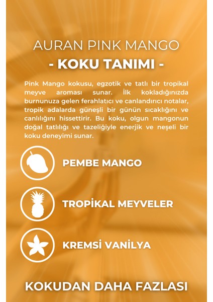 Pink Mango Oto Kokusu Ip Askılı Araç Kokusu Uzun Süre Kalıcı Mango Araba Kokusu 8ml