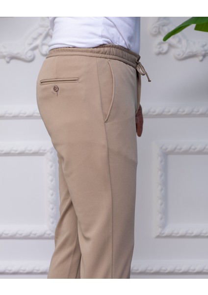 Erkek Bej Örme Jogger Pantolon modelleri