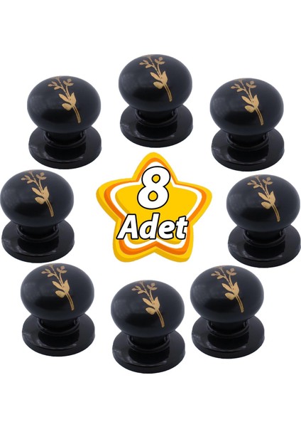 8 Adet Asya Kulp Siyah Polimer Düğme Kulp Siyah Tabla Mobilya Mutfak Dolabı Çekmece Kulbu
