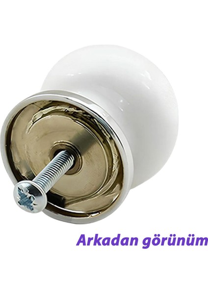 8 Adet Hanımeli Kulp Beyaz Polimer Düğme Kulp Krom Tablalı Mobilya Mutfak Dolabı Çekmece Kulbu