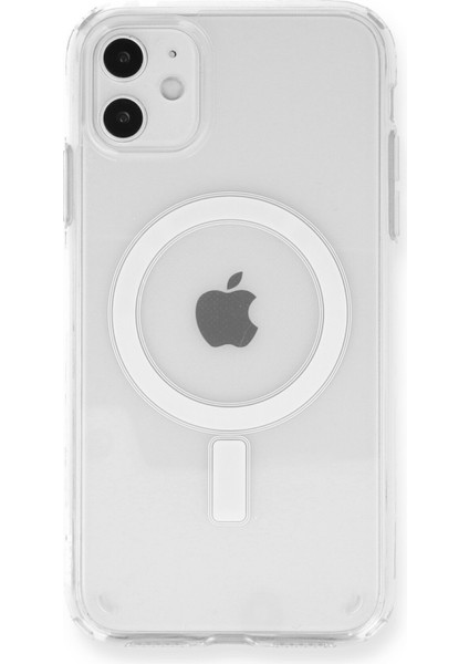 iPhone 12 Kılıf Magneticsafe Şeffaf Silikon - Şeffaf