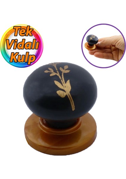 Asya Kulp Siyah Polimer Düğme Kulp Bakır Tabla Mobilya Mutfak Dolabı Çekmece Kulbu
