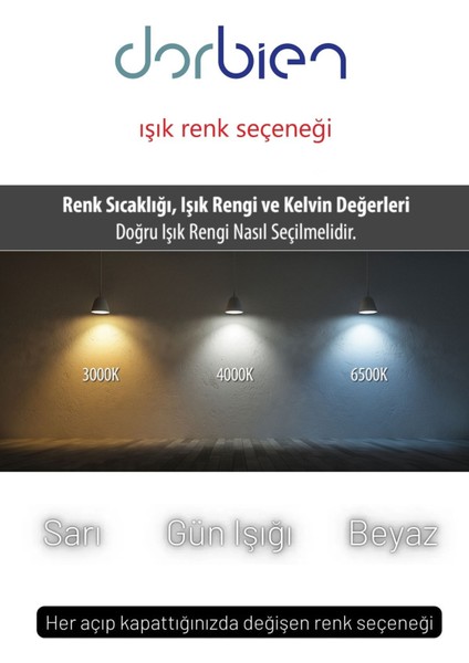 Dorbıen AV-6118-3K-4TK Modern Avize 3 Renk LED Tr