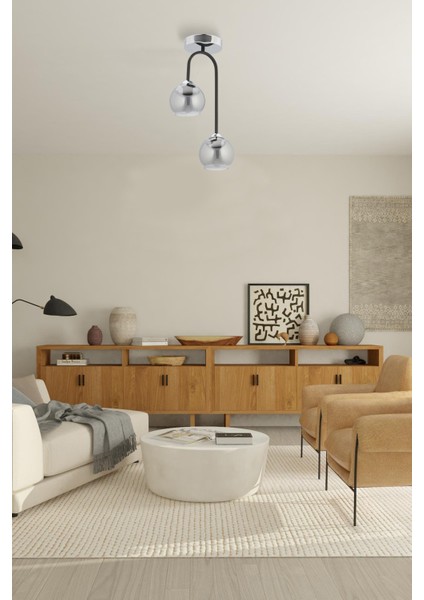 Dorbıen FZ-7450-2K Modern Avize Krom/siyah Kaplama