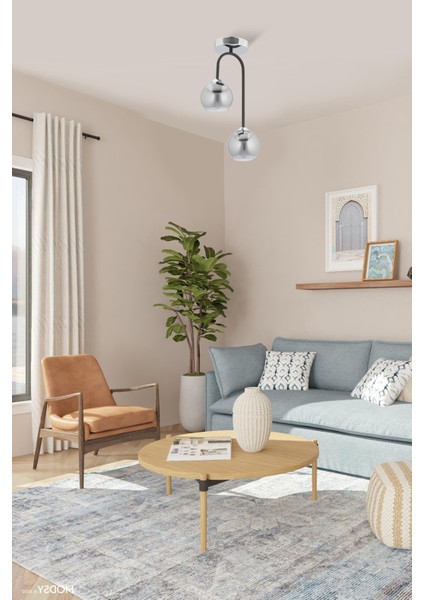 Dorbıen FZ-7450-2K Modern Avize Krom/siyah Kaplama