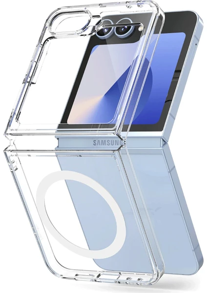 Bilişim Aksesuar Samsung Galaxy Z Flip 6 Kılıf Magneticsafe Şeffaf Silikon - Şeffaf