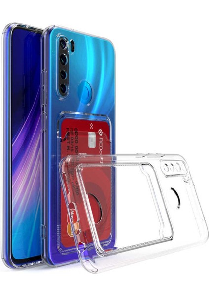 Xiaomi Redmi Note 8 Kapak Kamera Korumalı Kartlıklı Darbe Emici Özellikli Şeffaf Silikon Kılıf