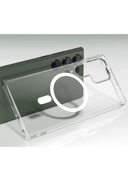 Samsung Galaxy S23 Ultra Kılıf Magneticsafe Şeffaf Silikon - Şeffaf modelleri