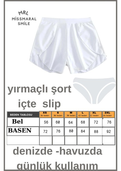 Miss Maral Kadın Beyaz Deniz Havuz Şortu Etek Görünümlü Yırtmaçlı Şık Model Summer Beach Short HB11100