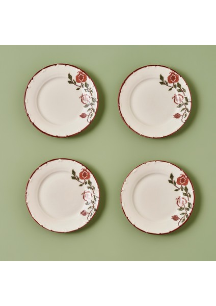 Jolly 4'lü Pasta Tabağı Kırmızı (21 Cm)