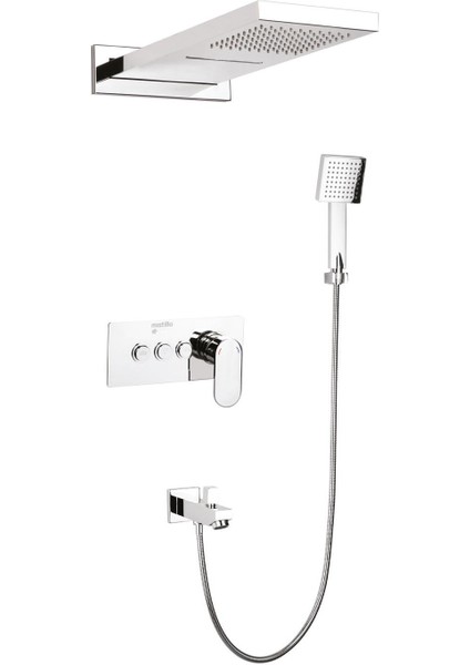 Ankastre Duş Seti 550X220 mm Sus 304 Krom Şelale&yağmur Panel Tepe Duşu