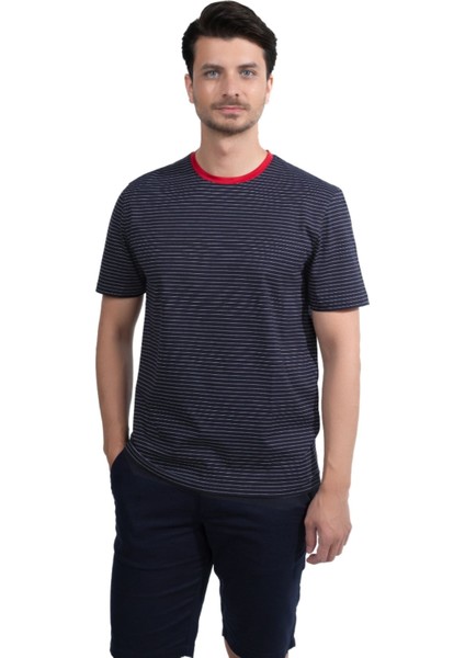 Blinky Çizgili Bisiklet Yaka T-Shirt