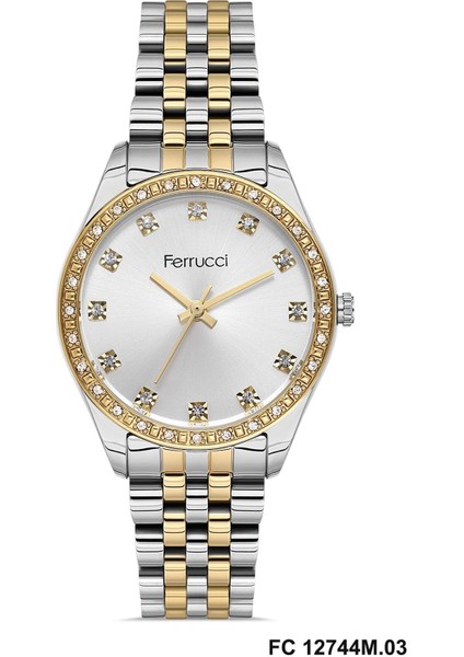 Kadın Kol Saati Fc 12744M Gümüş-Altın Renk Taşlı Orjinal 2 Yıl Garantili + Bileklik Hediyeli