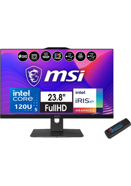 Msı Modern AM242P Intel Core 5 120U 96GB Ddr5 256GB SSD Fhd 23.8" IPS WINDOWS11PRO All In One Bilgisayar W1M-1223EUW21+ZETTAUSBBELLEK