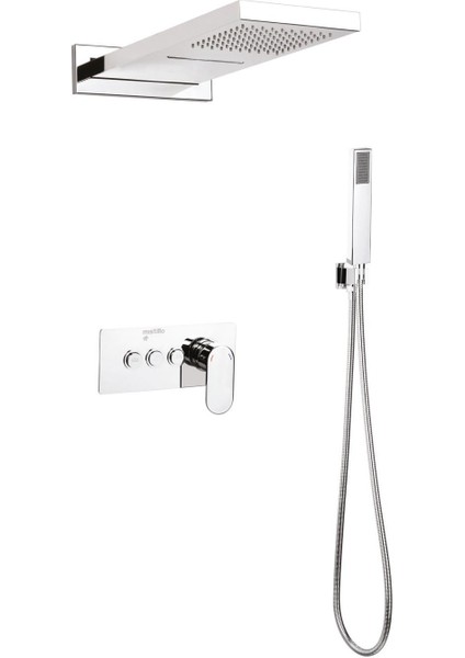 Ankastre Duş Seti 550X220 mm Sus 304 Krom Şelale&yağmur Panel Tepe Duşu