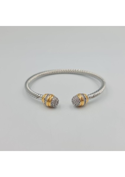 Çelik Taşlı Şık Kadın Kelepçe Bileklik