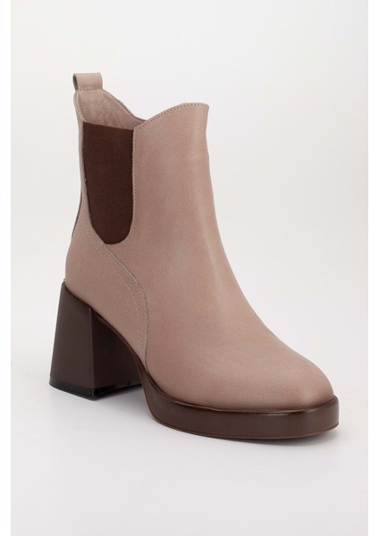 Kadın Deri Lastikli Kalın Topuklu Bot - Taş fırsatları