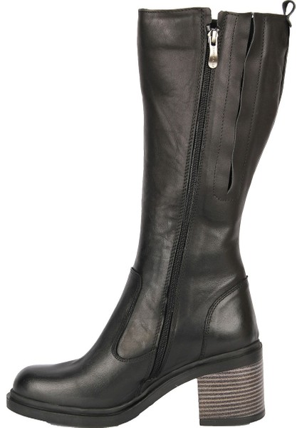 D24KC-2035 - B Kadın Deri Casual Çizme Siyah modelleri