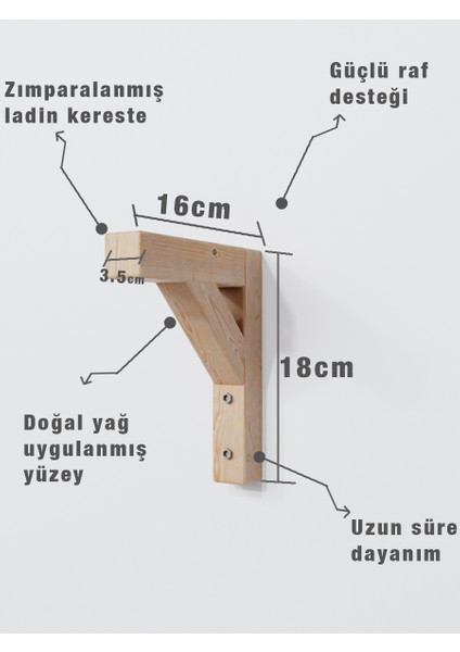Raf Ayağı Doğal Ahşap Duvar Rafı Desteği Uçan Raf Desteği