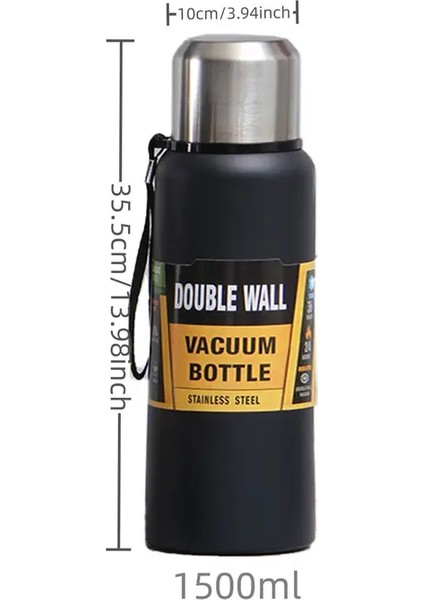 Tcherchı Açık Hava Sporları ve Seyahat Için Vakum Yalıtımlı Paslanmaz Çelik Su Şişesi - Isı ve Soğuk Koruma Için Sızdırmaz ve Çift Katmanlı 1500ML (Yurt Dışından)