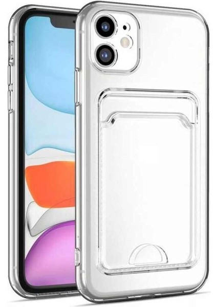 Iphone 12 Uyumlu Kapak Kamera Korumalı Kartlıklı Şeffaf Silikon Kılıf
