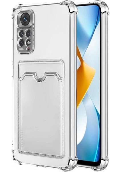 Redmi Note 11 Pro Uyumlu Kapak Kamera Korumalı Kartlıklı Darbe Emici Özellikli Şeffaf Silikon Kılıf