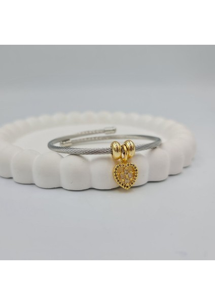 Çelik Kalp Baget Kadın Kelepçe Bileklik modelleri