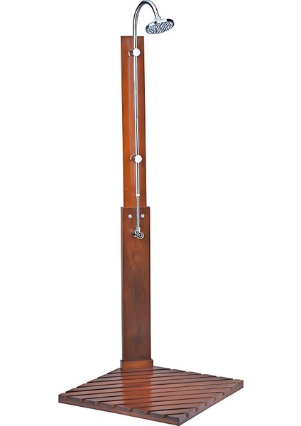 Havuz Duş Sistemi Krom Kare Ağaç Taban 70*70*205CM