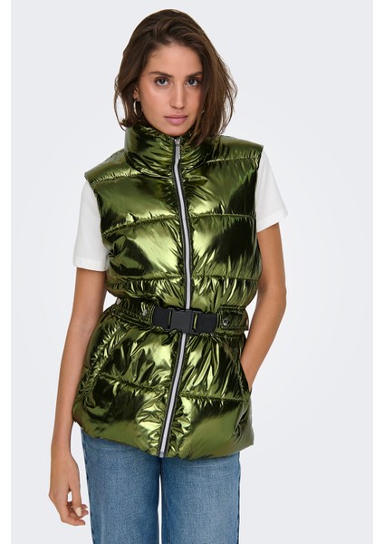 Onlpearl Kapitoneli Regular Fit Parlak Görünümlü Kemerli Şişme Yelek Bayan Yelek 15322795