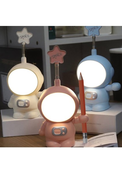 Astronot Tasarımlı Gece Lambası Kalemtraş Özellikli Pembe indirimleri
