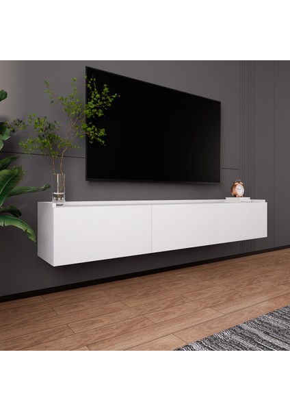 Tv Ünitesi Beyaz Kapaklı Duvara Monte LD-3000-BF