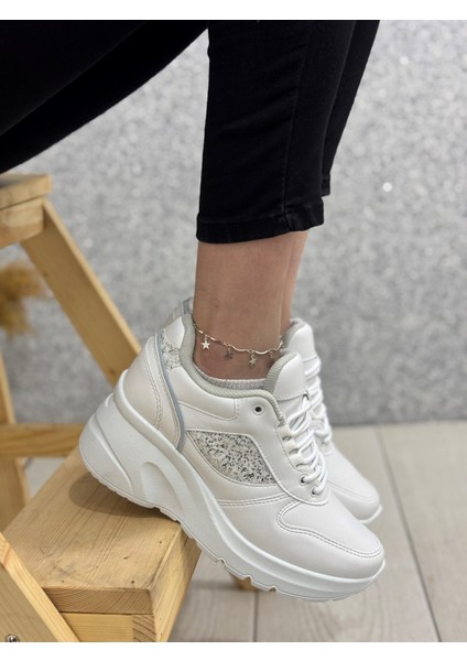 185 Bayan Cilt Taş Detaylı Dolgu Topuk Ayakkabı