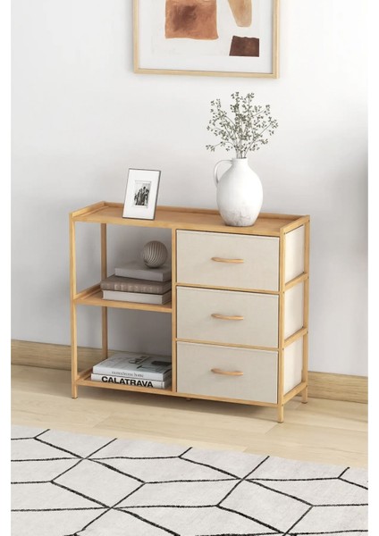 Bambu 2 Raflı 3 Çekmeceli Dolap Çok Amaçlı Düzenleyici Organizer Şifonyer DB-0017 modelleri